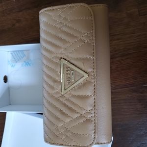 Guess tri-fold tan colored wallet